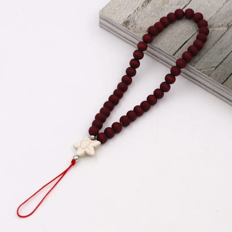 Rote Holzperlen Handykette mit Sternanhänger
