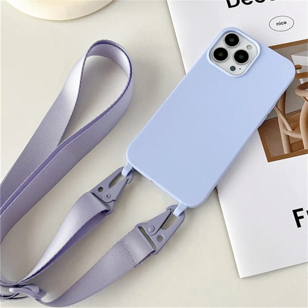 Fliederfarbene Matte Handyhülle Mit Dickem Handyband