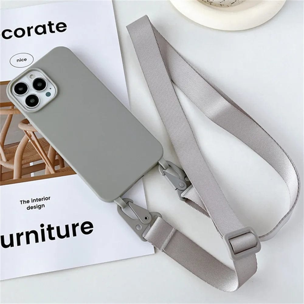 Grau Matte Handyhülle Mit Dicker Bändel