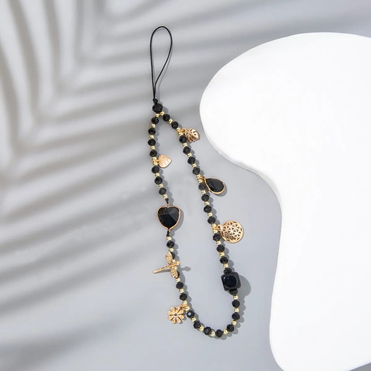 Handykette im böhmischen Stil in Schwarz und Gold