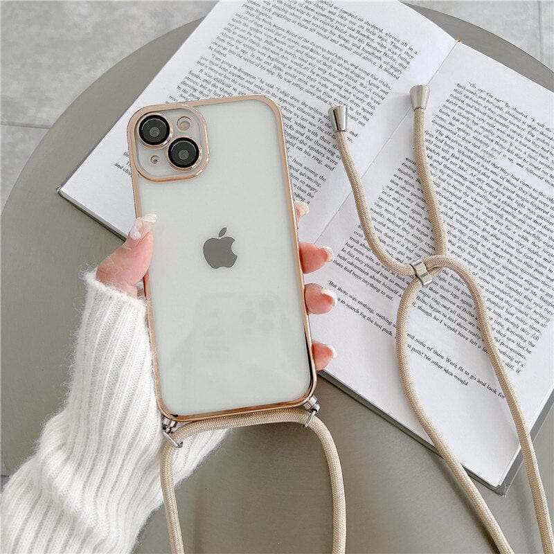 Transparentes Handykette Mit Beigem Gurt